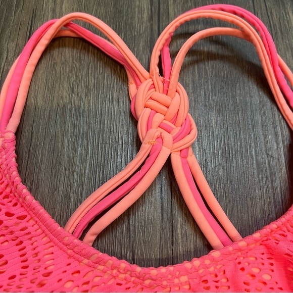 NWT Angel Beach Pink Crop Top Bathing Suit Top Juniors Size 16 - Picture 8 of 10